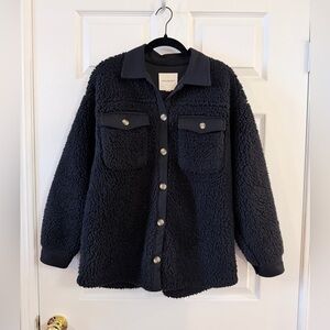 Thread & Supply Wubby Black Fleece Sherpa Shirt Jacket - Women's XS
